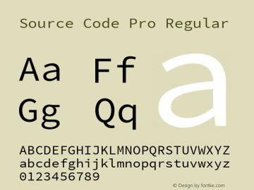 Source Code Pro Regular Version 1.013;PS Version 1.000;hotconv 1.0.70;makeotf.lib2.5.5900 Font Sample