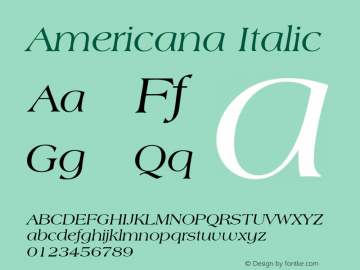 Americana Italic 003.001 Font Sample