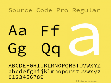 Source Code Pro Regular Version 1.017;PS Version 1.000;hotconv 1.0.70;makeotf.lib2.5.5900 Font Sample