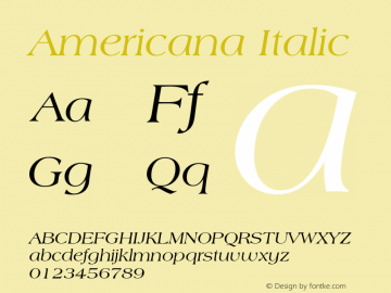 Americana Italic 003.001 Font Sample