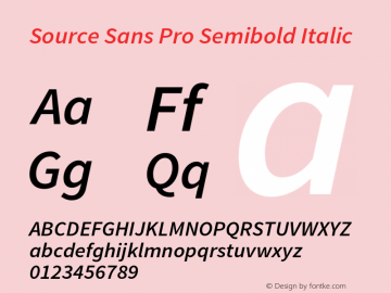 Source Sans Pro Semibold Italic Version 1.034;PS 1.000;hotconv 1.0.70;makeotf.lib2.5.58329图片样张