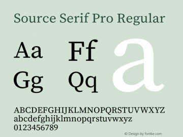 Source Serif Pro Regular Version 1.014;PS 1.0;hotconv 1.0.73;makeotf.lib2.5.5900图片样张