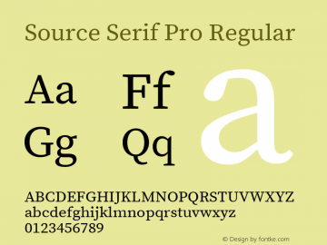 Source Serif Pro Regular Version 1.017;PS Version 1.0;hotconv 1.0.79;makeotf.lib2.5.61930图片样张