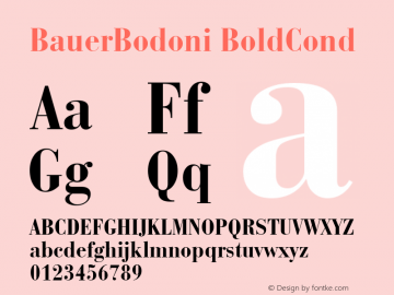 BauerBodoni BoldCond Macromedia Fontographer 4.1 1/11/98 Font Sample