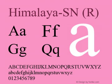 Himalaya-SN (R) Version 5.00 September 5, 2008 Font Sample