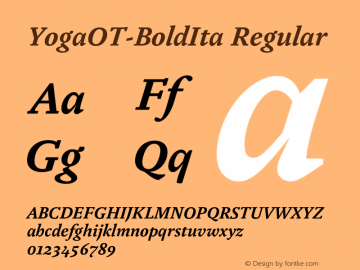 YogaOT-BoldIta Regular Version 7.504; 2009; Build 1005图片样张
