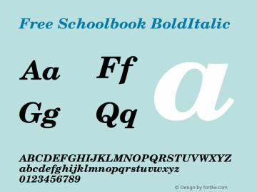 Free Schoolbook BoldItalic Version 1.06图片样张