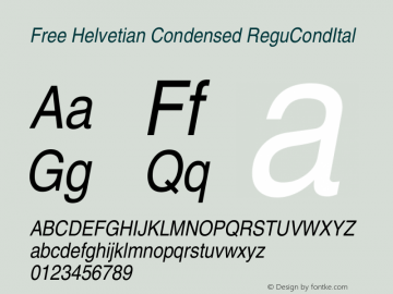 Free Helvetian Condensed ReguCondItal Version 1.06图片样张