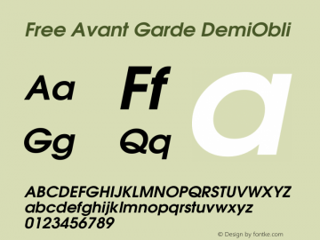 Free Avant Garde DemiObli Version 1.06 Font Sample