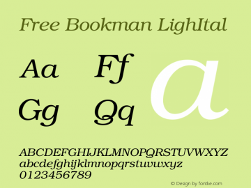 Free Bookman LighItal Version 1.06图片样张