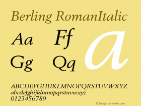 Berling RomanItalic Version 1.00图片样张