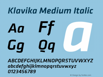 Klavika Medium Italic Version 3.003图片样张