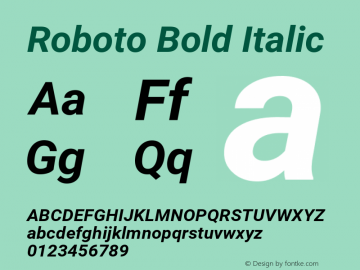 Roboto Bold Italic Version 2.001150; 2014图片样张
