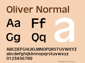 Oliver Normal 1.0 Mon May 19 06:52:09 1980 Font Sample