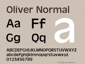 Oliver Normal 1.0 Mon May 19 06:52:09 1980 Font Sample