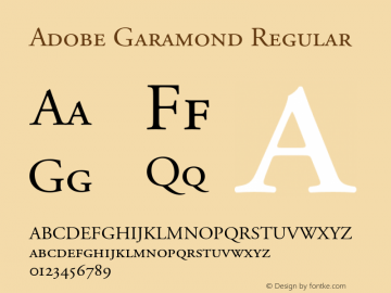 Adobe Garamond Regular 001.003 Font Sample