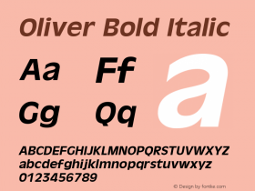 Oliver Bold Italic 1.0 Thu May 29 07:34:27 1980 Font Sample