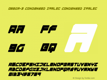 Omega-3 Condensed Italic Condensed Italic 001.000 Font Sample