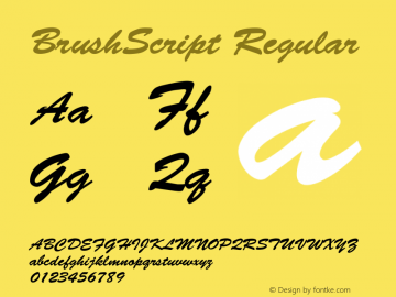 BrushScript Regular Converted from c:\windows\system\BRUSHSCR.TF1 by ALLTYPE Font Sample