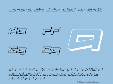 Logofontik Extruded 4F Italic 1.0 Font Sample