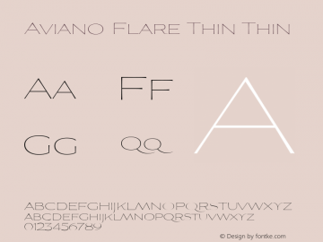 Aviano Flare Thin Thin Version 1.000 2010 initial release Font Sample