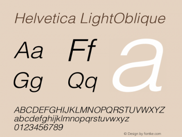 Helvetica LightOblique Version 001.002图片样张