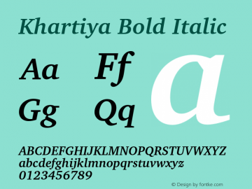 Khartiya Bold Italic Version 0.2图片样张