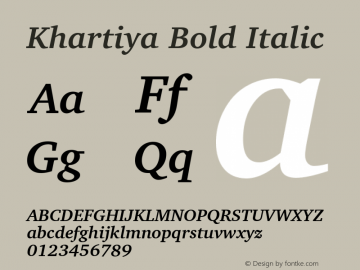 Khartiya Bold Italic Version 0.2图片样张