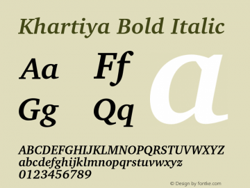 Khartiya Bold Italic Version 0.4 Font Sample