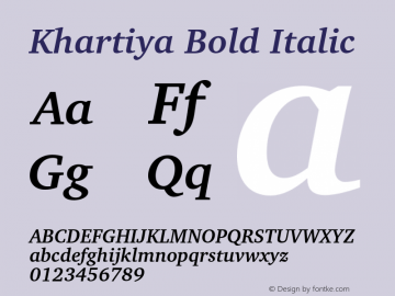 Khartiya Bold Italic Version 1.0图片样张