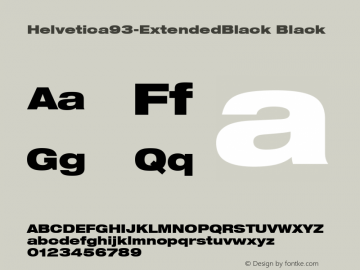 Helvetica93-ExtendedBlack Black Version 1.00 Font Sample