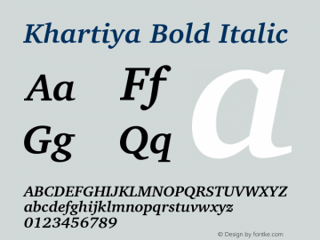 Khartiya Bold Italic Version 1.0 Font Sample