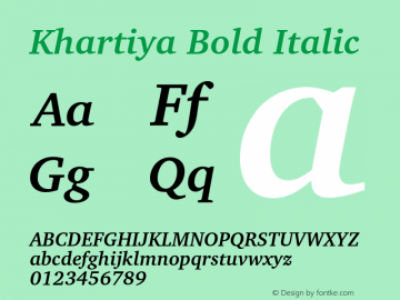 Khartiya Bold Italic Version 1.0.1图片样张
