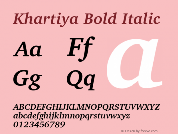 Khartiya Bold Italic Version 1.0.2图片样张