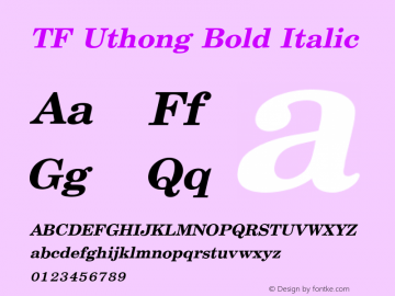 TF Uthong Bold Italic Version 1.004 Font Sample