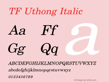 TF Uthong Italic Version 1.004 Font Sample