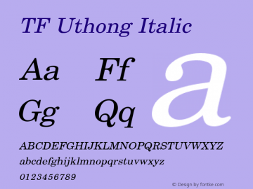 TF Uthong Italic Version 1.000 Font Sample