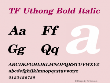 TF Uthong Bold Italic Version 1.000 Font Sample