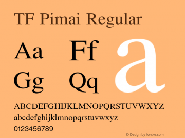 TF Pimai Regular Version 1.004 Font Sample