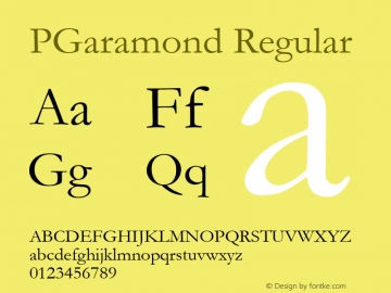 PGaramond Regular Version 2.40 January 28, 2010图片样张