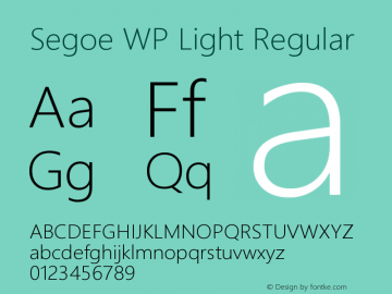 Segoe WP Light Regular Version 1.01 Font Sample