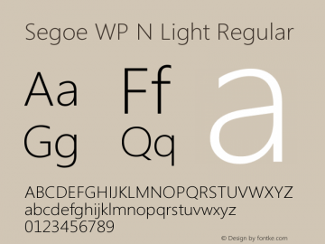 Segoe WP N Light Regular Version 1.00 build 100图片样张