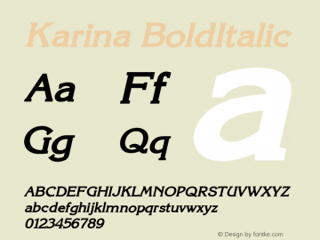 Karina BoldItalic 1.000.000 Font Sample