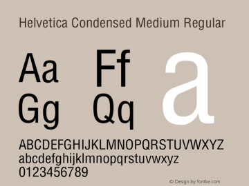 Helvetica Condensed Medium Regular 001.001 Font Sample