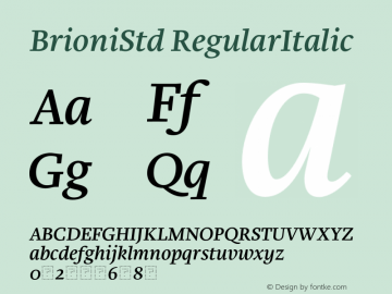 BrioniStd RegularItalic PDFx Font Sample