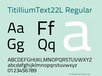 TitilliumText22L Regular 1.000 Font Sample