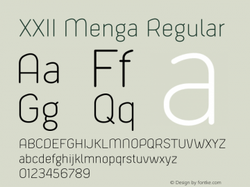 XXII Menga Regular 1.000 Font Sample