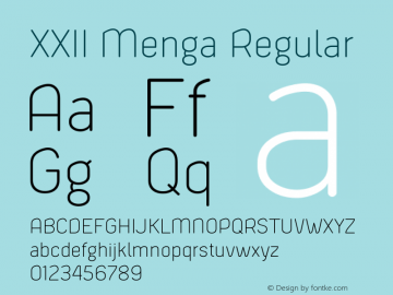 XXII Menga Regular 1.000 Font Sample