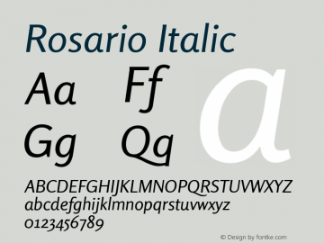 Rosario Italic Version 1.002 Font Sample