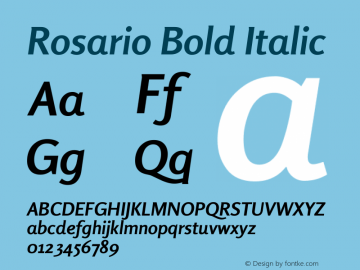 Rosario Bold Italic 001.000 Font Sample